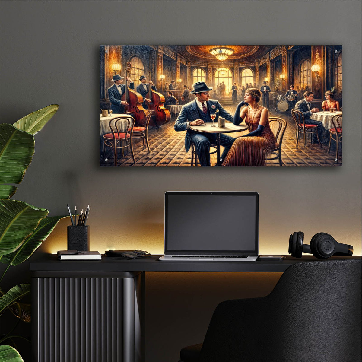 Date Night In Vintage New York by Rey Klimt - 48x24 acrylic wall art in a room