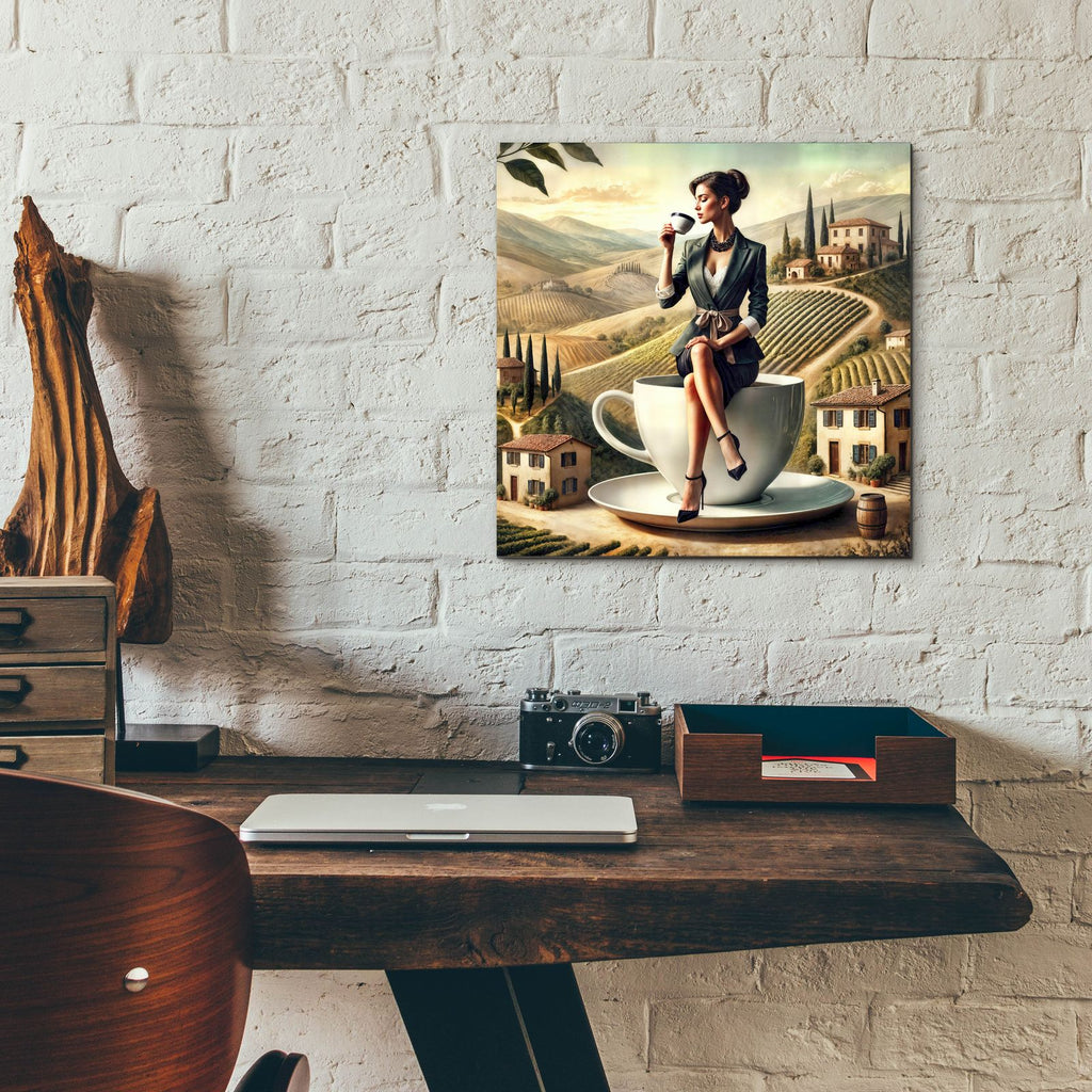 Double Espresso In Italy by Rey Klimt - 12x12 acrylic wall art in a room