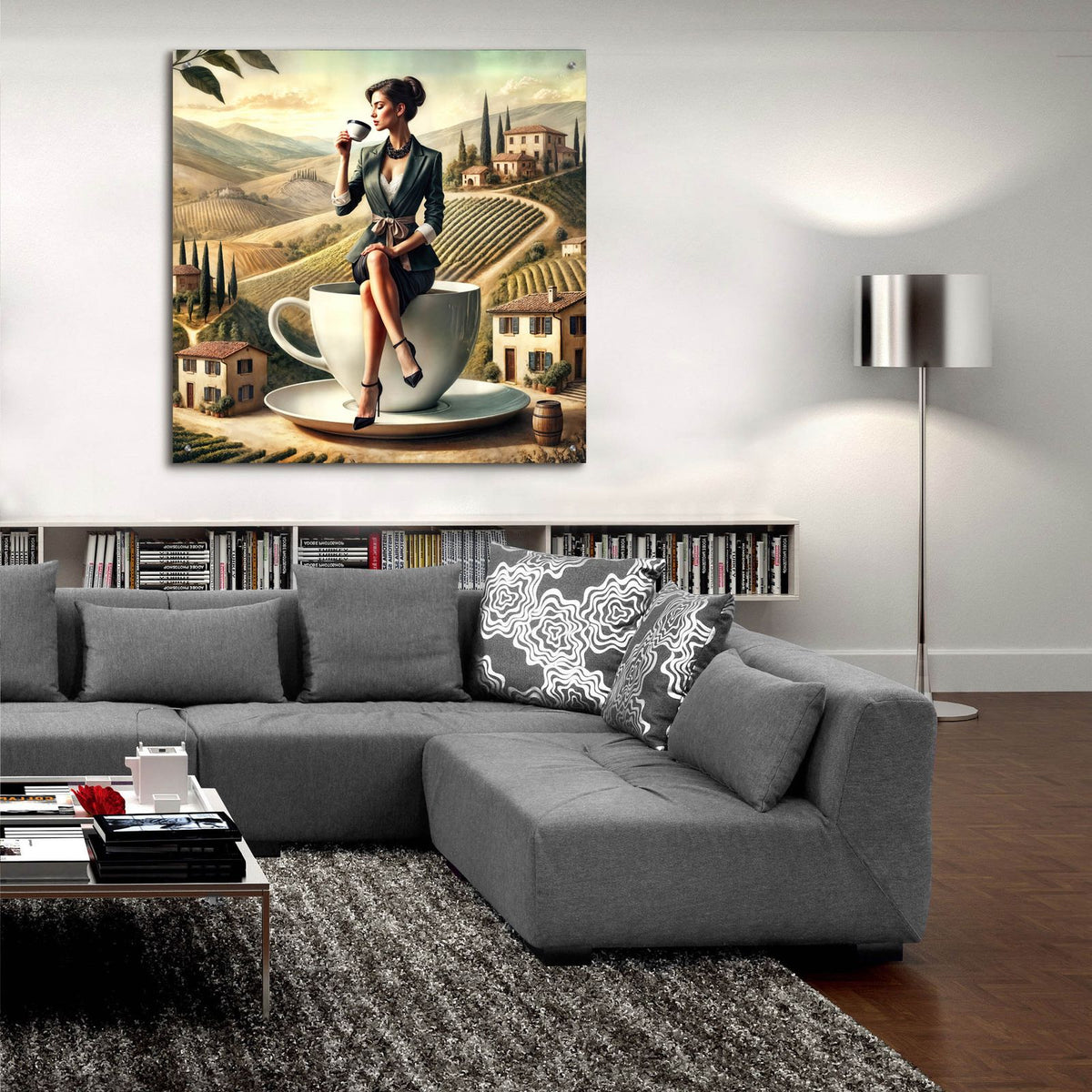 Double Espresso In Italy by Rey Klimt - 36x36 acrylic wall art in a room