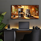 Early Riser Cat by Rey Klimt - 48x24 acrylic wall art in a room