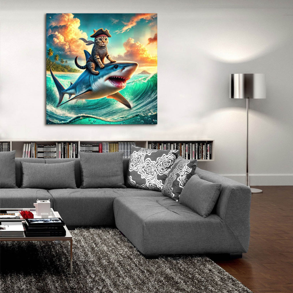 Fearless Cat Pirate by Rey Klimt - 36x36 acrylic wall art in a room