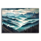 Foggy Mountains Landscape by Rey Klimt acrylic glass wall art