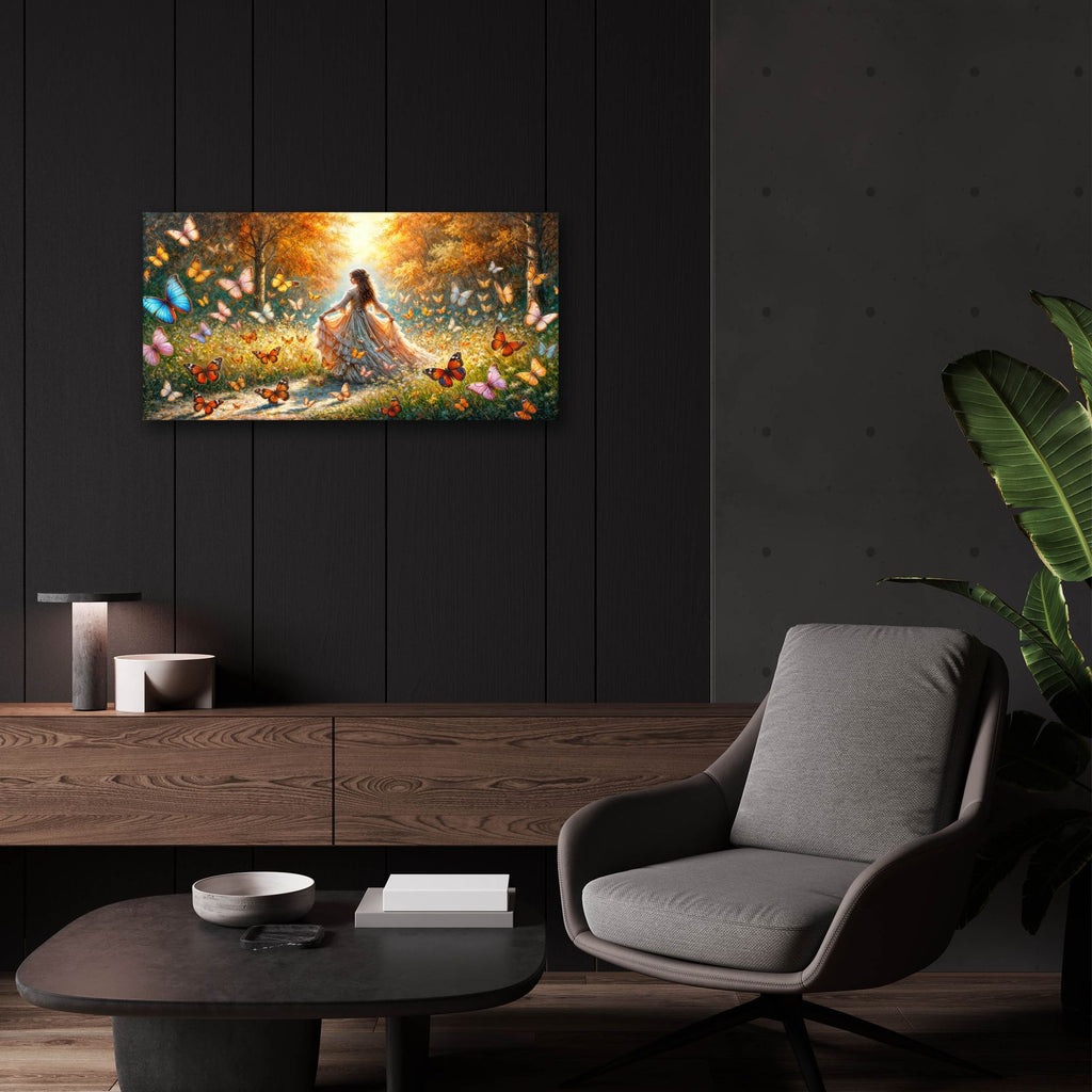 Girl & Butterflies by Rey Klimt - 24x12 acrylic wall art in a room
