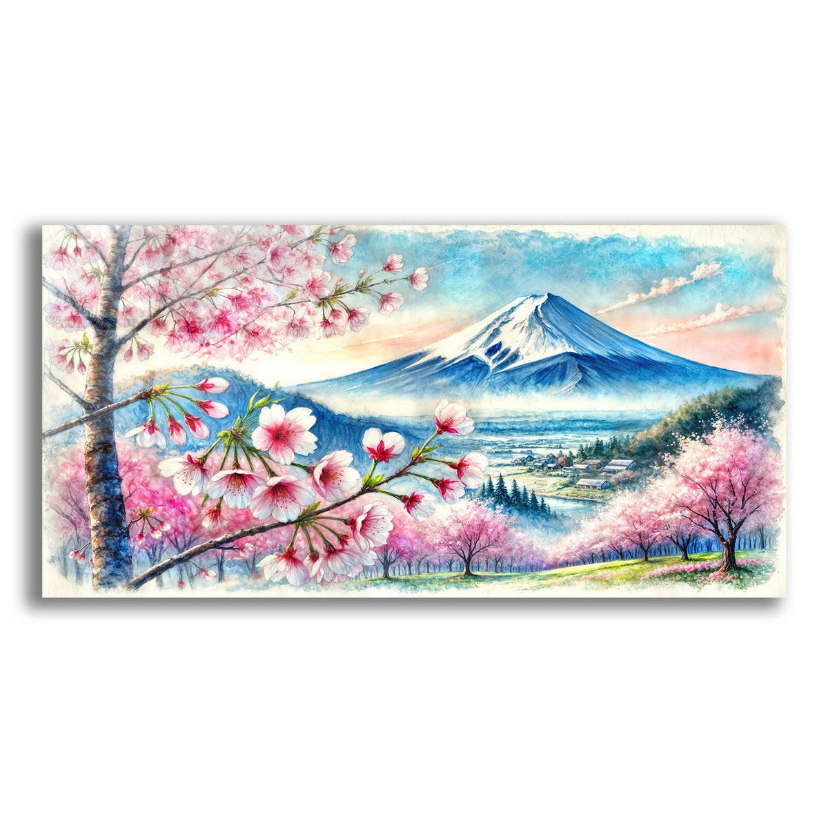 Japan Country Scene Watercolor by Rey Klimt acrylic glass wall art