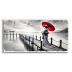 Japan Geisha With Red Umbrella by Rey Klimt acrylic glass wall art