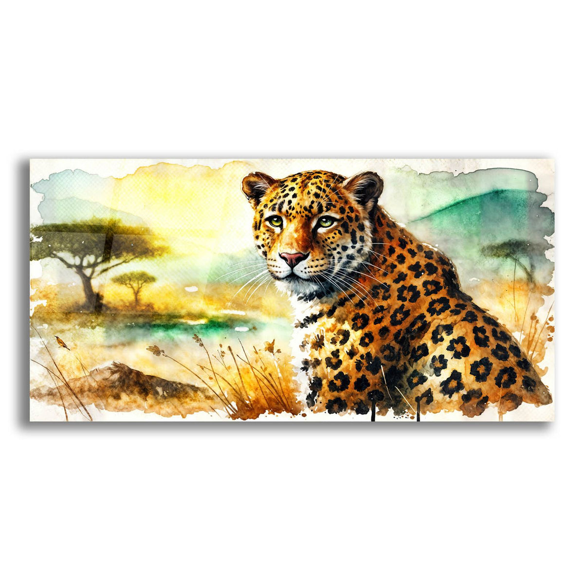 Leopard Watercolor by Rey Klimt acrylic glass wall art