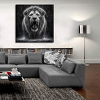Lion In Rain Drops by Rey Klimt - 36x36 acrylic wall art in a room