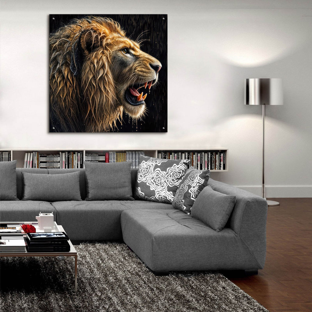 Lion Portrait - Roar Of The Storm by Rey Klimt - 36x36 acrylic wall art in a room