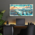 London Uk Watercolor by Rey Klimt - 48x24 acrylic wall art in a room