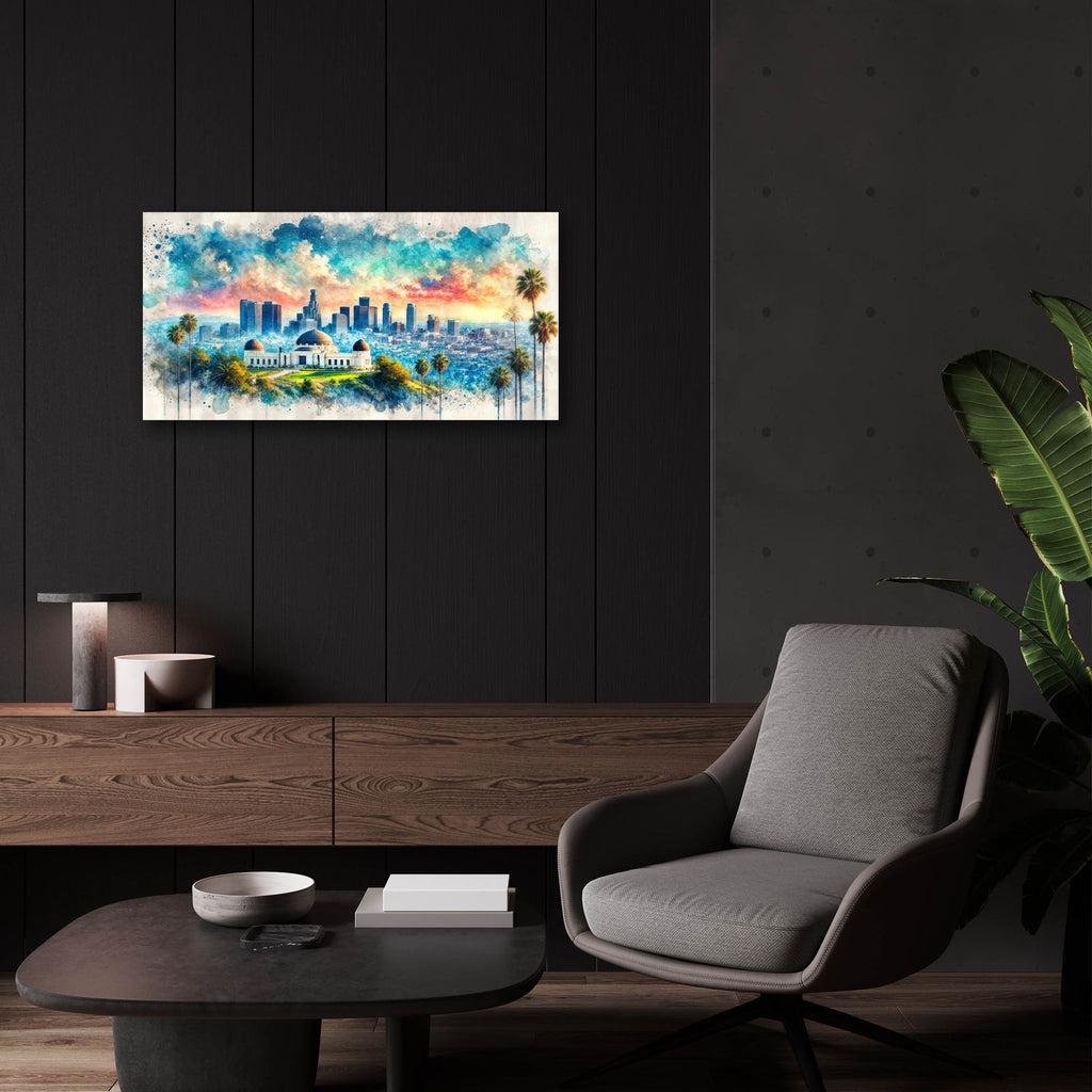 Los Angeles Watercolor by Rey Klimt - 24x12 acrylic wall art in a room