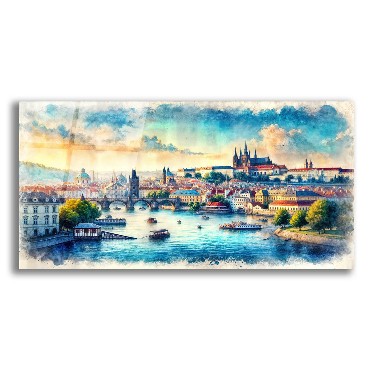 Prague Watercolor by Rey Klimt acrylic glass wall art