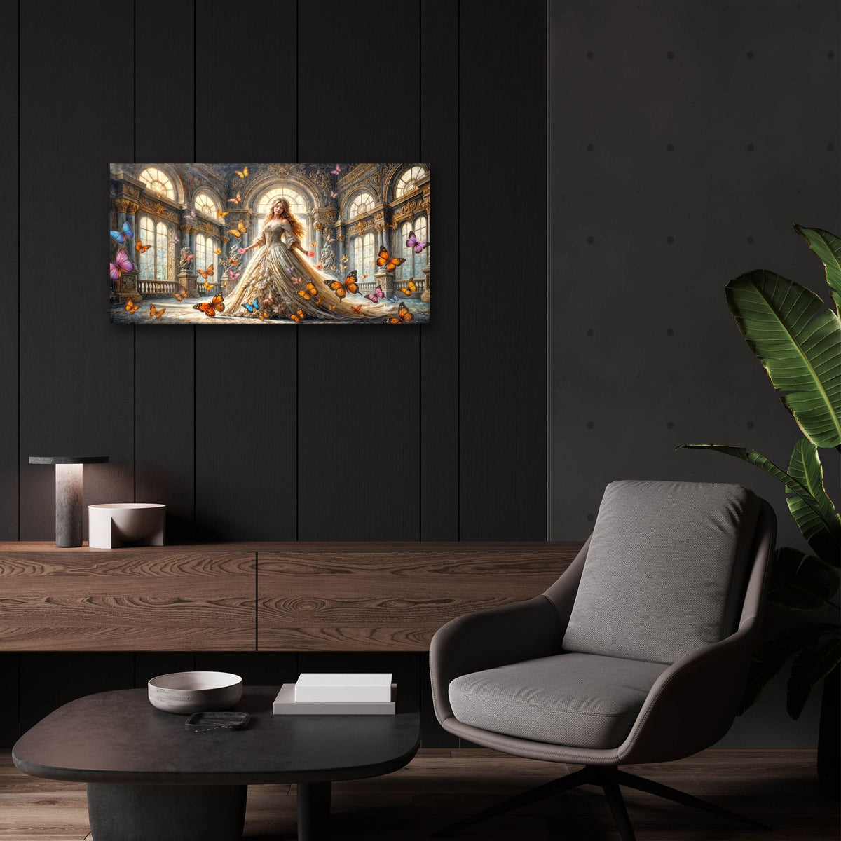 Princess & Butterflies by Rey Klimt - 24x12 acrylic wall art in a room