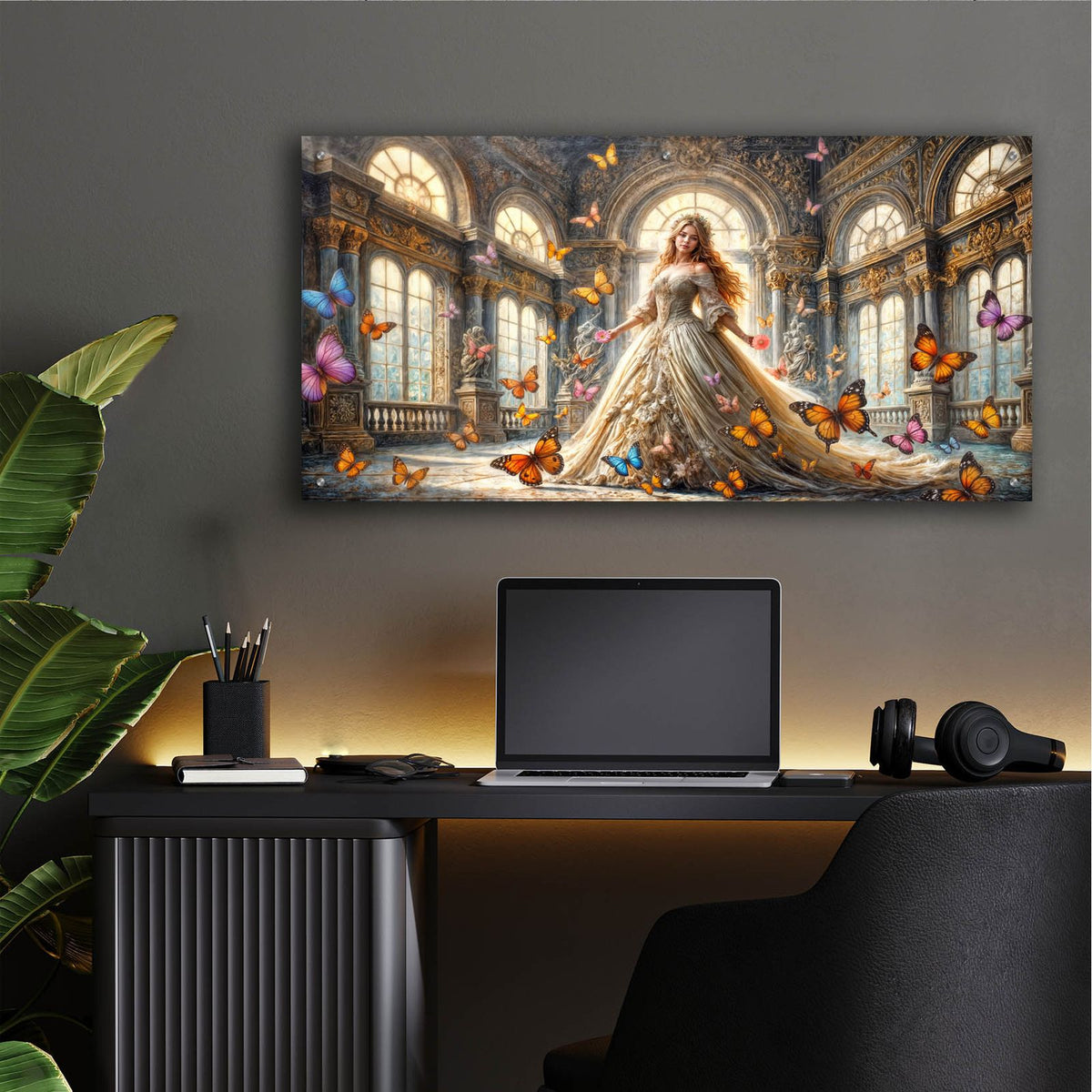 Princess & Butterflies by Rey Klimt - 48x24 acrylic wall art in a room