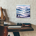 Purple Mountains Scene Watercolor by Rey Klimt - 12x12 acrylic wall art in a room