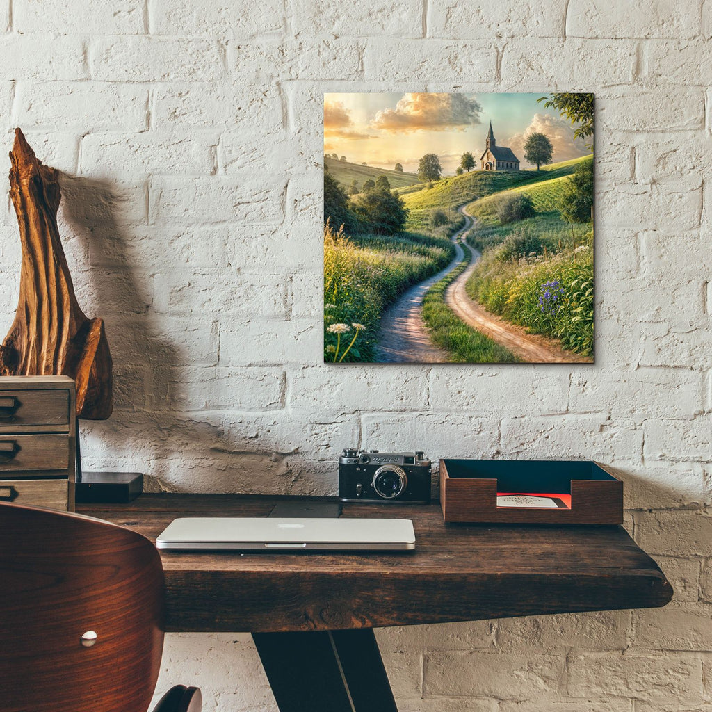 Road To Church by Rey Klimt - 12x12 acrylic wall art in a room