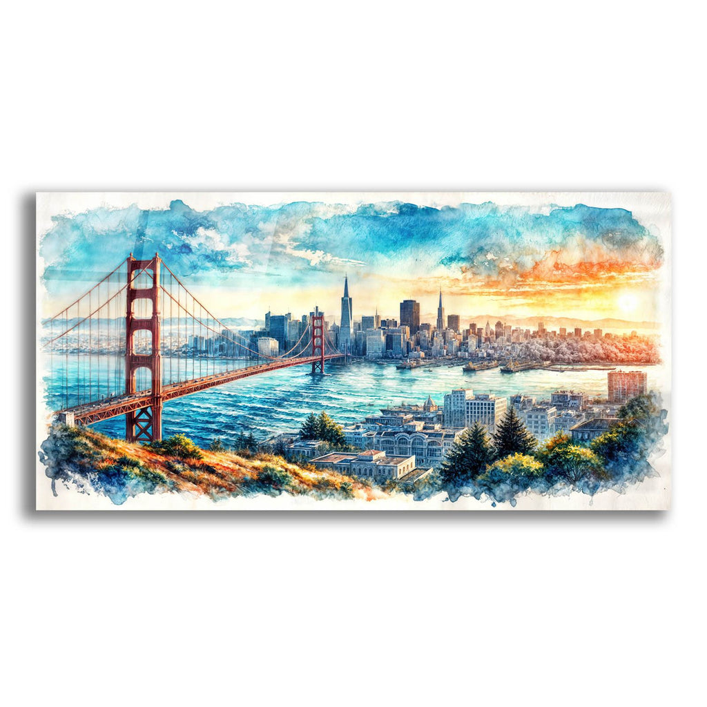 San Francisco Watercolor by Rey Klimt acrylic glass wall art