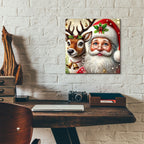 Santa And Reindeer by Rey Klimt - 12x12 acrylic wall art in a room