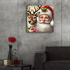 Santa And Reindeer by Rey Klimt - 24x24 acrylic wall art in a room