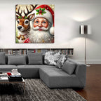 Santa And Reindeer by Rey Klimt - 36x36 acrylic wall art in a room
