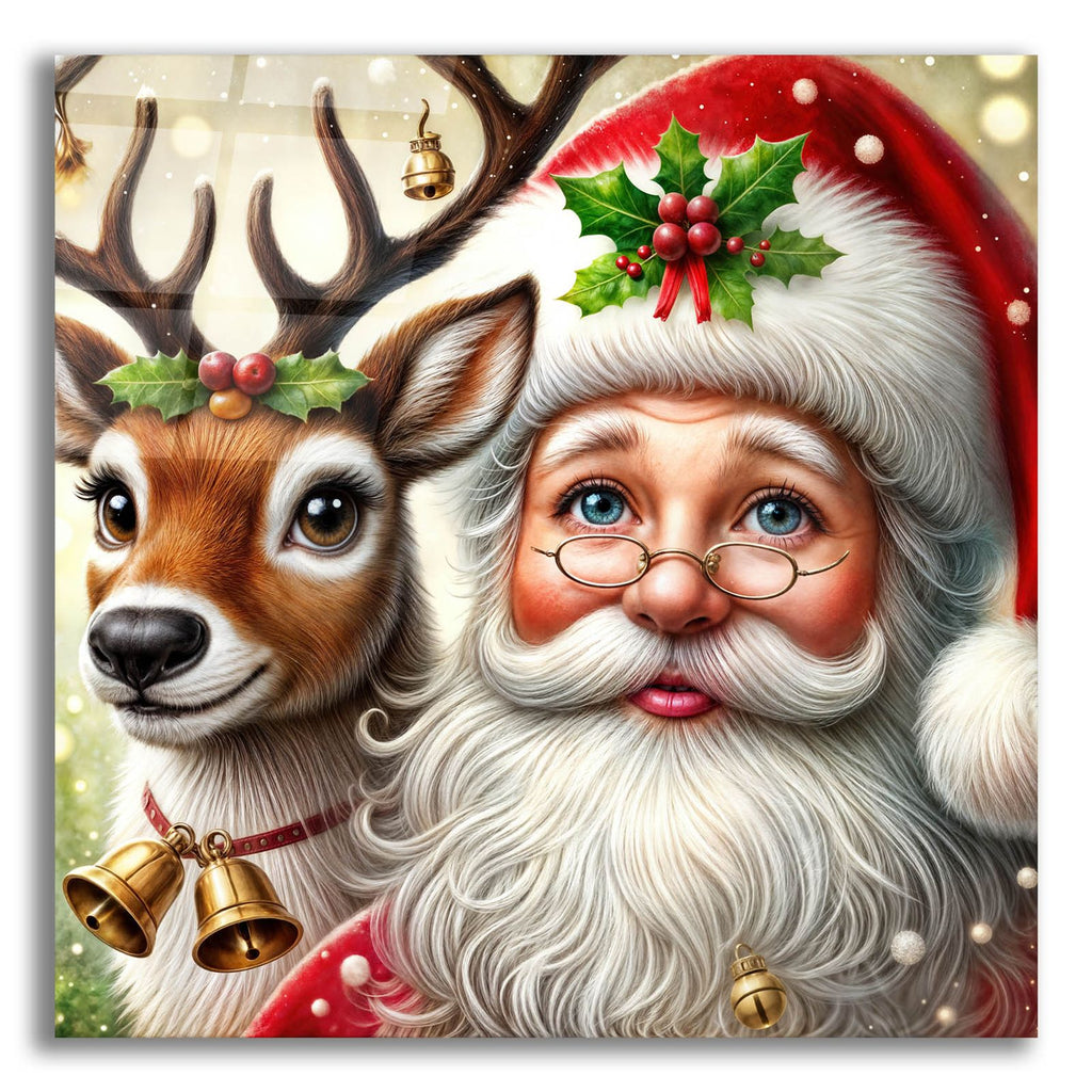 Santa And Reindeer by Rey Klimt acrylic glass wall art