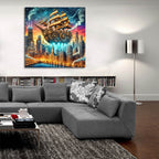 Steam Punk Ship In Chicago by Rey Klimt - 36x36 acrylic wall art in a room