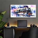 Steam Train Watercolor by Rey Klimt - 48x24 acrylic wall art in a room