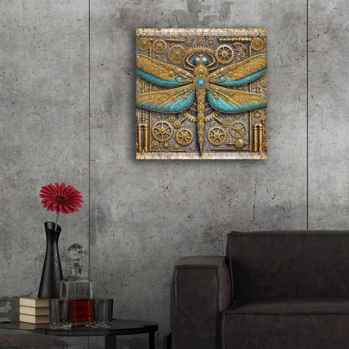 Steampunk Dragonfly by Rey Klimt - 24x24 acrylic wall art in a room