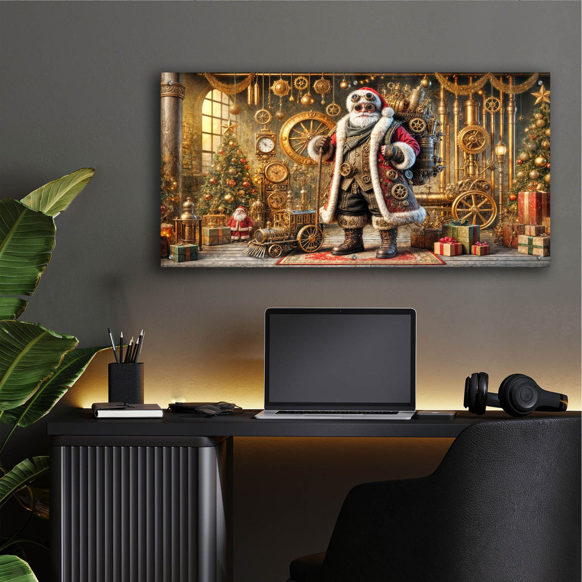 Steampunk Santa by Rey Klimt - 48x24 acrylic wall art in a room