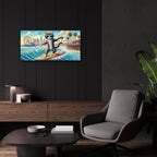 Surfing Cat California by Rey Klimt - 24x12 acrylic wall art in a room