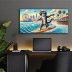 Surfing Cat California by Rey Klimt - 48x24 acrylic wall art in a room