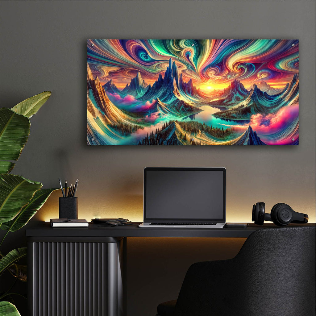 Surreal Mountains by Rey Klimt - 48x24 acrylic wall art in a room