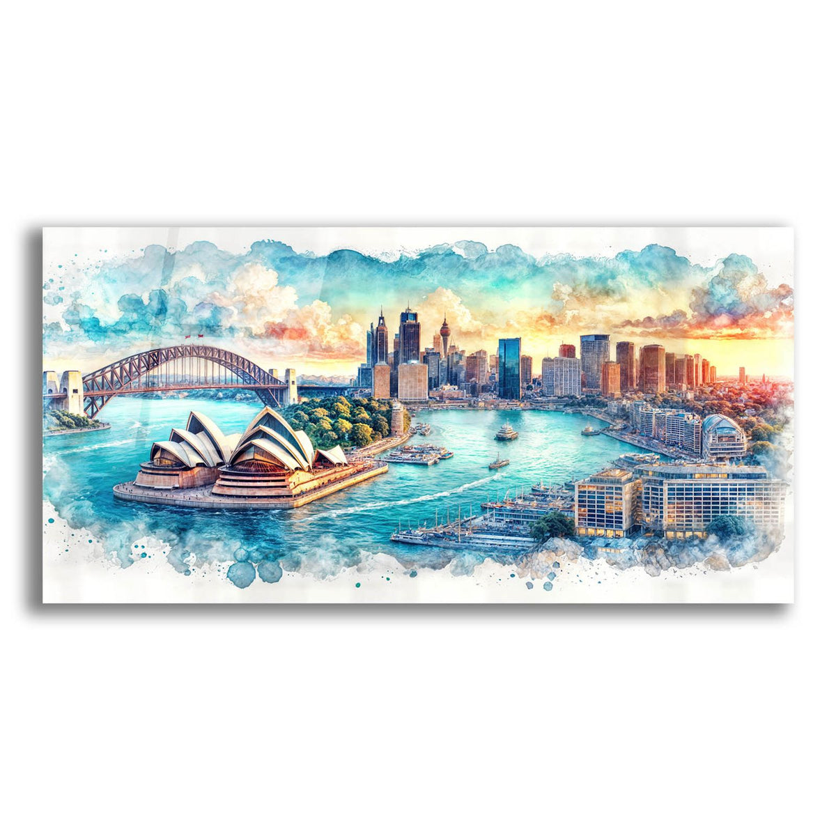 Sydney Watercolor by Rey Klimt acrylic glass wall art