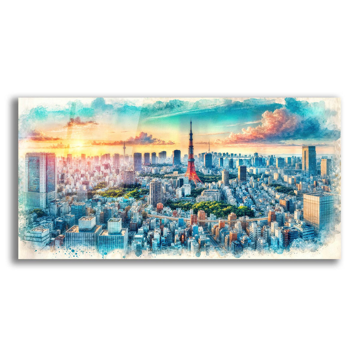 Tokyo Watercolor by Rey Klimt acrylic glass wall art