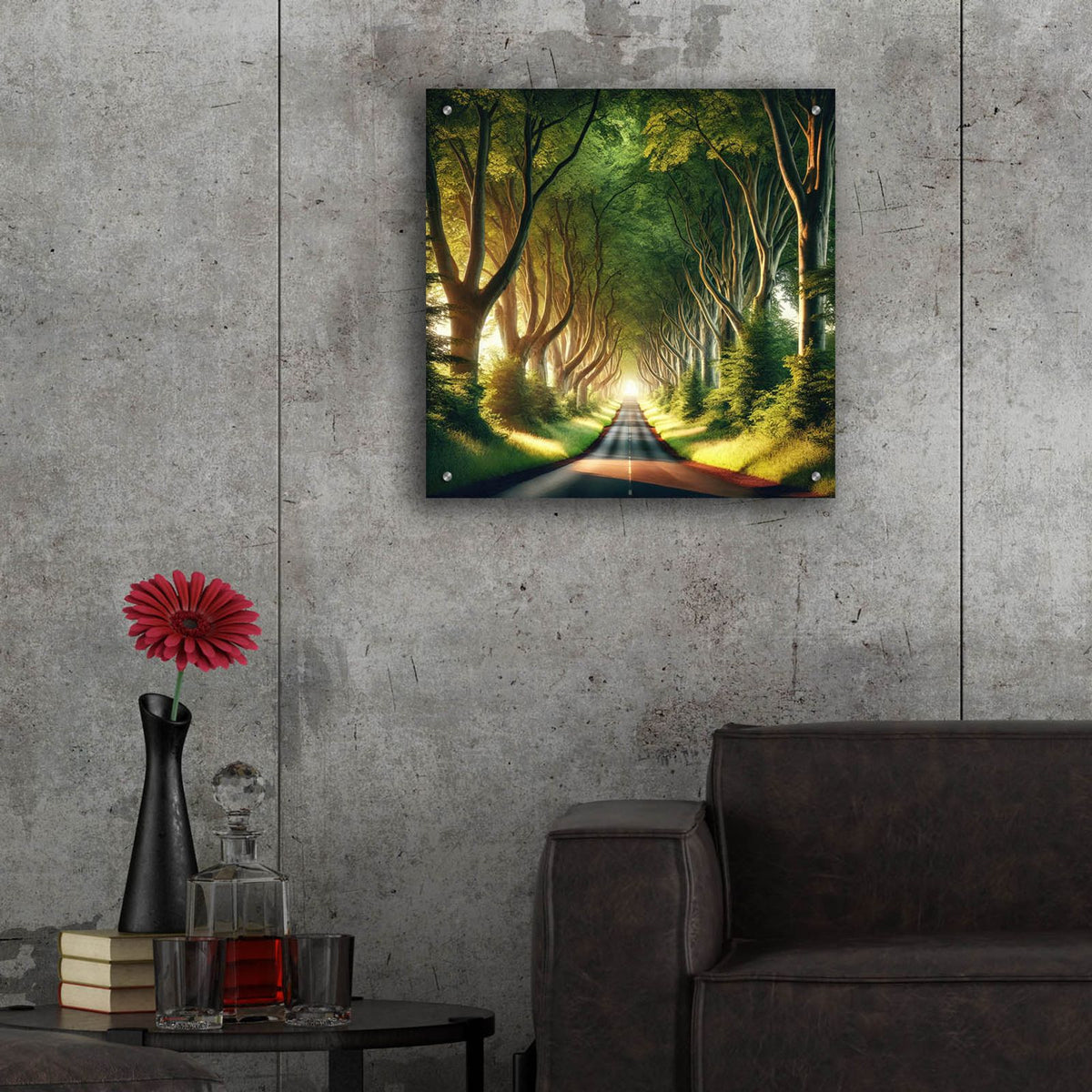 Tree Lined Road by Rey Klimt - 24x24 acrylic wall art in a room