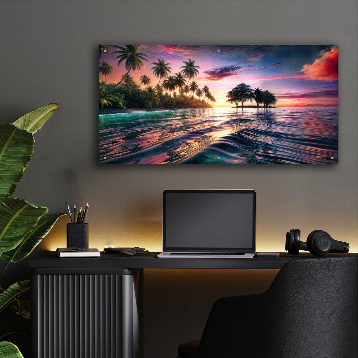 Tropical Sunrise by Rey Klimt - 48x24 acrylic wall art in a room