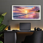 Tropical Sunset Watercolor by Rey Klimt - 48x24 acrylic wall art in a room