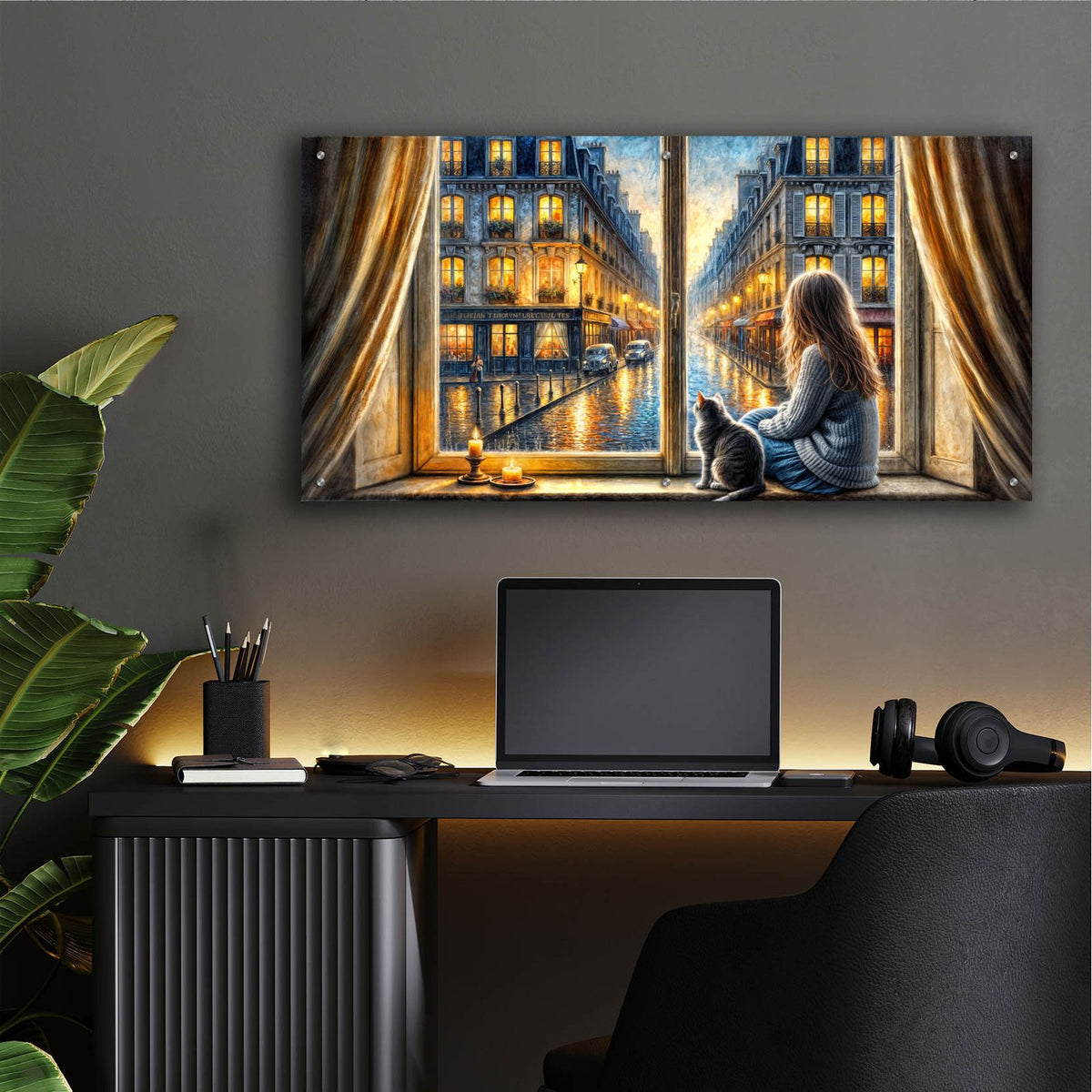 Twilight In Paris by Rey Klimt - 48x24 acrylic wall art in a room