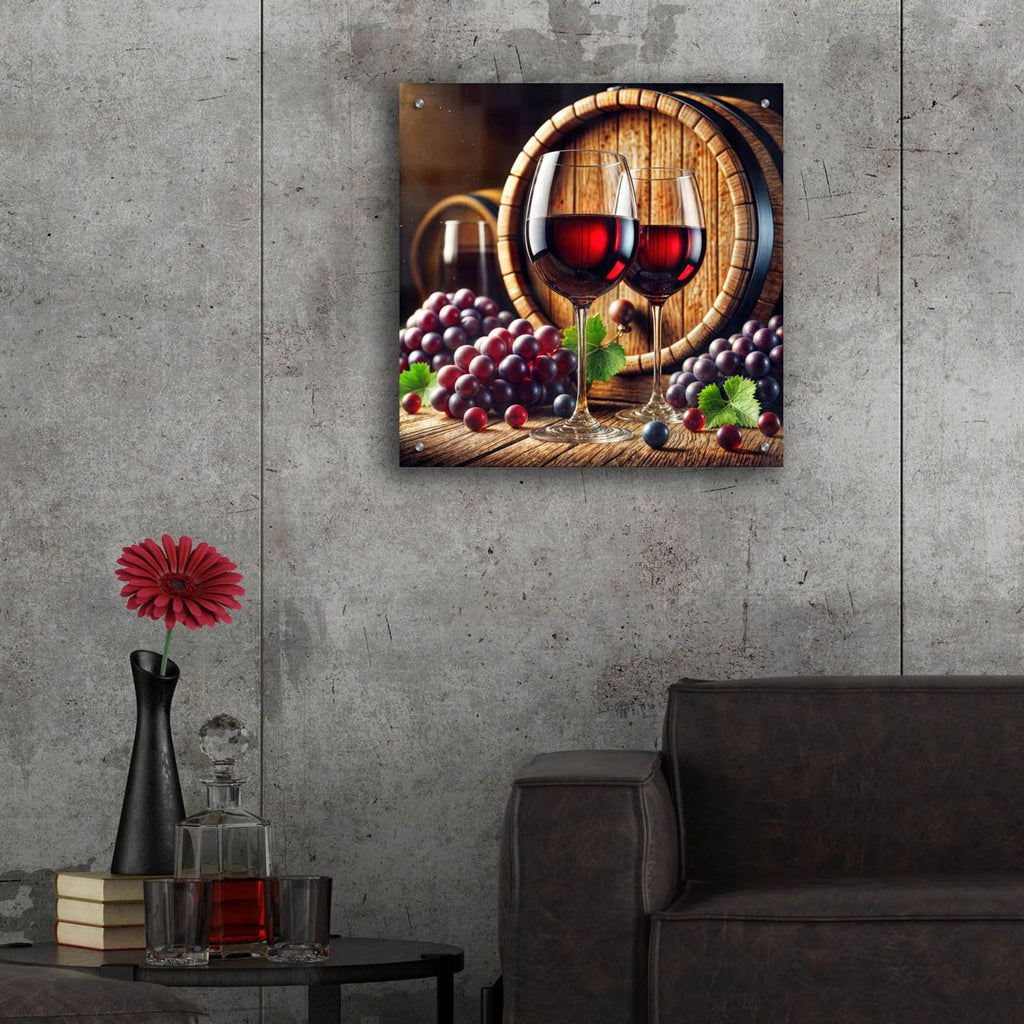 Two Glasses Of Wine by Rey Klimt - 24x24 acrylic wall art in a room