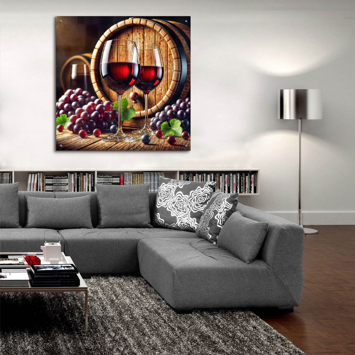 Two Glasses Of Wine by Rey Klimt - 36x36 acrylic wall art in a room