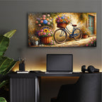Vintage Bike And Flowers by Rey Klimt - 48x24 acrylic wall art in a room