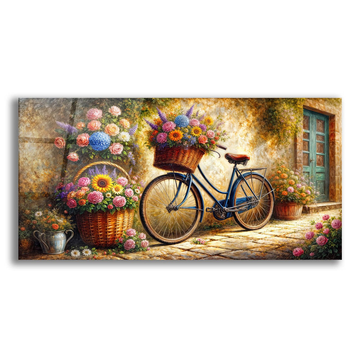 Vintage Bike And Flowers by Rey Klimt acrylic glass wall art