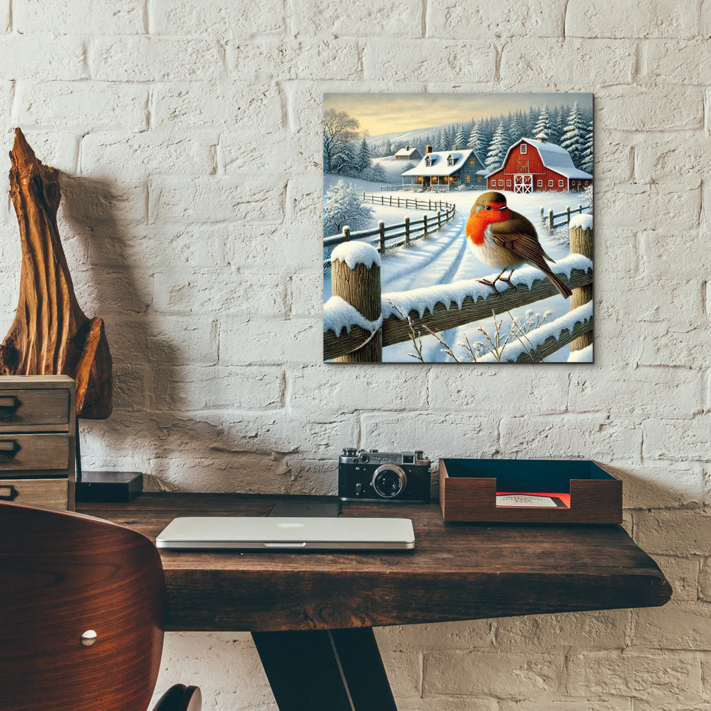 Winter Farm by Rey Klimt - 12x12 acrylic wall art in a room