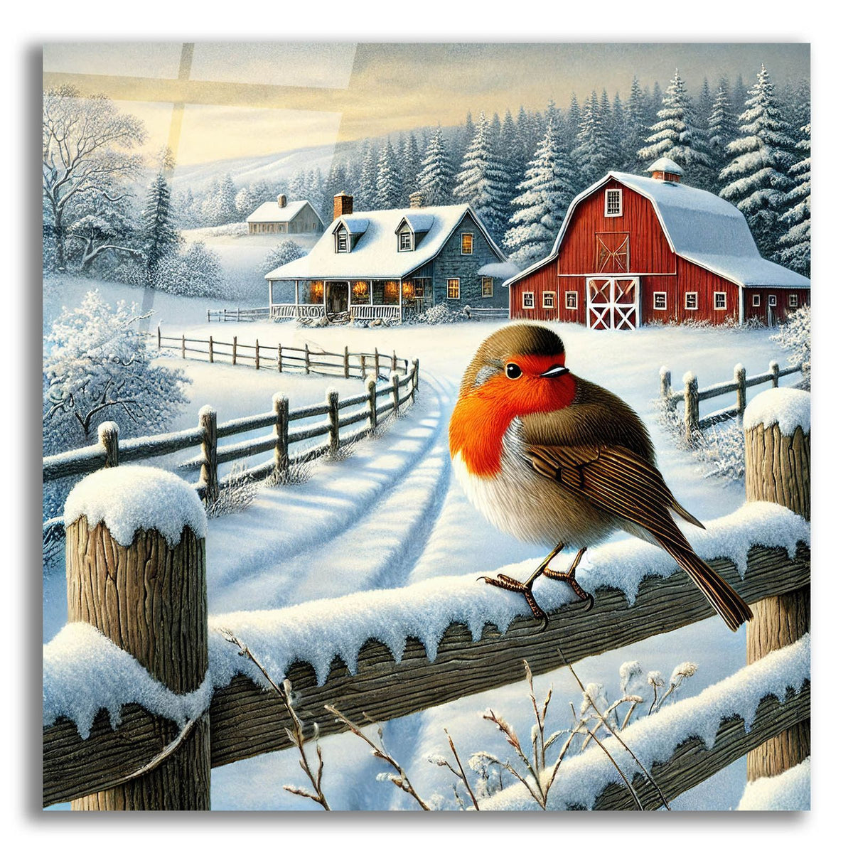 Winter Farm by Rey Klimt acrylic glass wall art