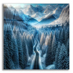 Winter Road In Mountains by Rey Klimt acrylic glass wall art