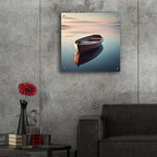 Wooden Boat On Still Water by Rey Klimt - 24x24 acrylic wall art in a room