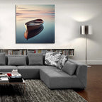 Wooden Boat On Still Water by Rey Klimt - 36x36 acrylic wall art in a room