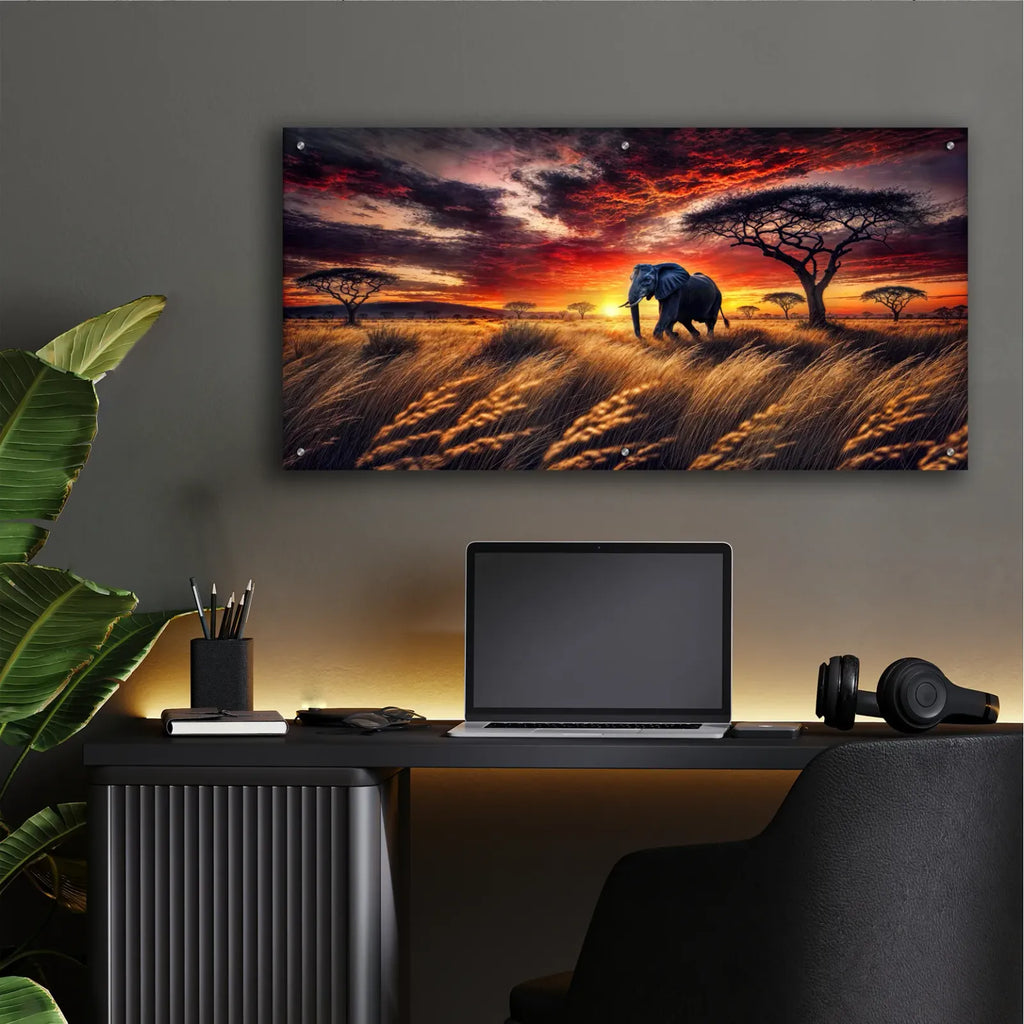 African Savana - Morning Walk by Rey Klimt - 48x24 acrylic wall art in a room