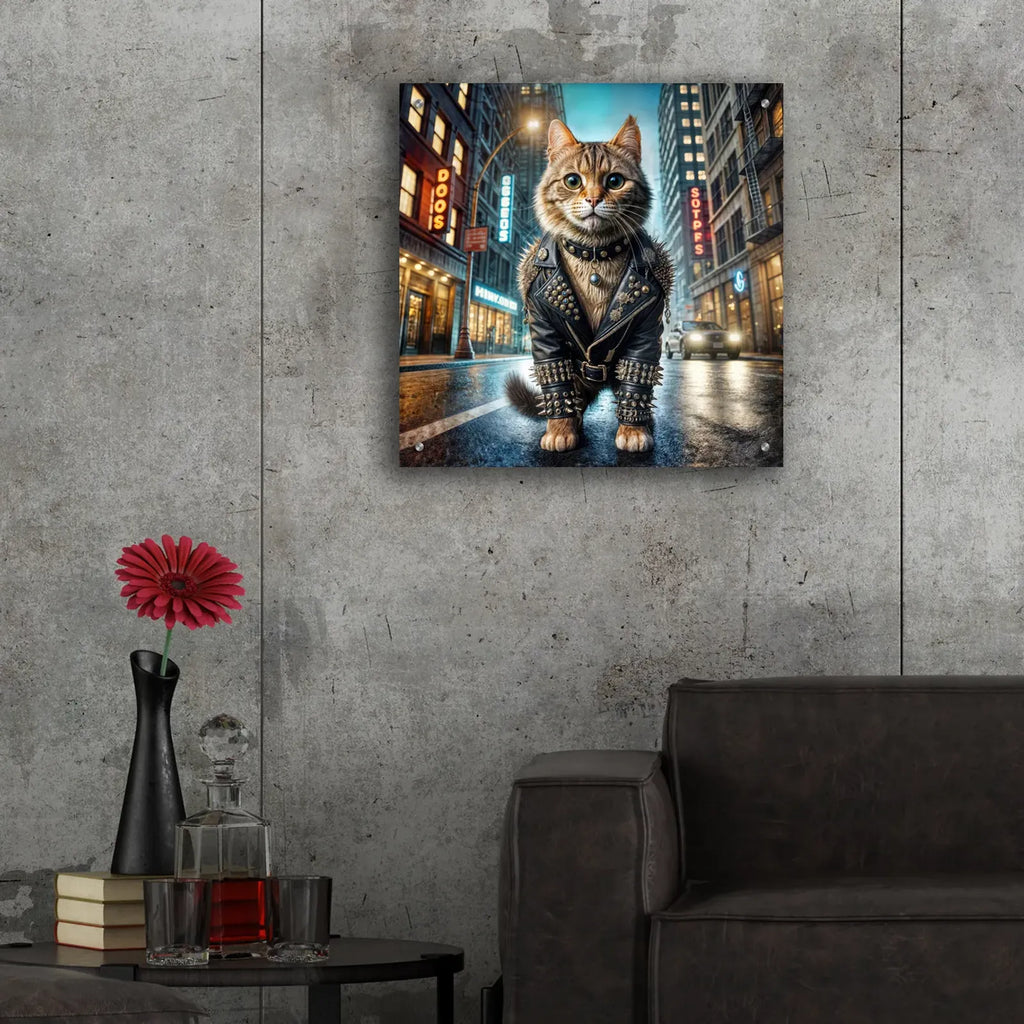 Cat - King Of The Streets by Rey Klimt - 24x24 acrylic wall art in a room