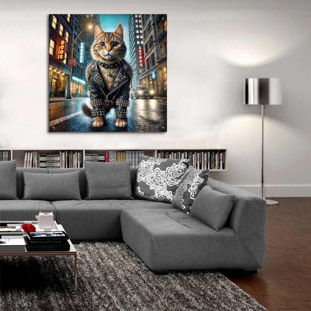 Cat - King Of The Streets by Rey Klimt - 36x36 acrylic wall art in a room