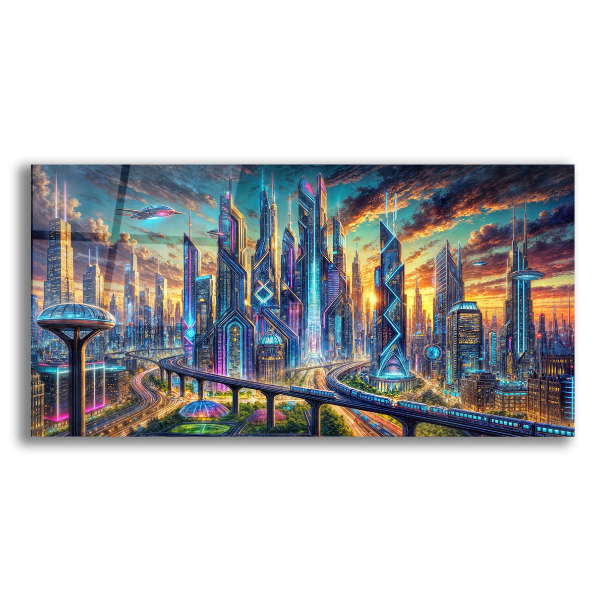 Chicago - Futuristic Painting by Rey Klimt acrylic glass wall art